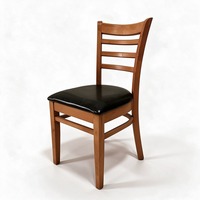 Chaise en bois massif de style industriel rétro américain, avec assise rembourrée en tissu doux, pour restaurant et salon de thé