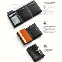 Portefeuille fin unisexe en cuir PU avec blocage RFID, porte-cartes, porte-billets et porte-carte d'identité, avec sangle pour argent, pour hommes et femmes B04