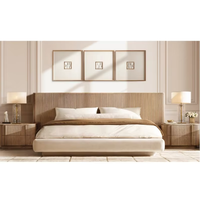 Mobilier de chambre à coucher design moderne et luxueux de haute qualité Lit à panneaux étendus en bois massif avec base en tissu