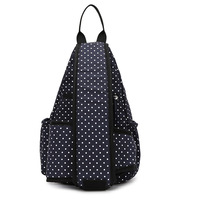 Sac à dos à bandoulière léger en tissu Oxford à pois multi-poches avec porte-bébé ergonomique pour maman