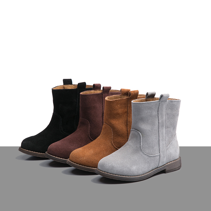 Короткие ботинки для девочек, детские кожаные и кашемировые Ботинки Martin, однотонные осенне-зимние хлопковые ботинки, новинка 2021