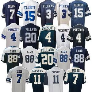 Maillot de football personnalisé respirant imprimé, coupe courte, Elliott 15, <span class=keywords><strong>Pollard</strong></span> 20, Pickens 3, bleu marine et blanc, version alternative d'été - Product Image 1