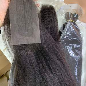 Yaki Kinky Straight 100% Naturel Noir Brut Remy Extension de Faisceau de Cheveux Humains DHL Top Style Vague Soyeux Double Poids Matériel - Product Image 4