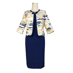 En stock : Tenues de costume décontractées pour femmes grandes tailles, boutonnées, en tissu peigné, respirantes, longueur genou, pour l'église et le bureau, style turc, en brocart - Product Image 5