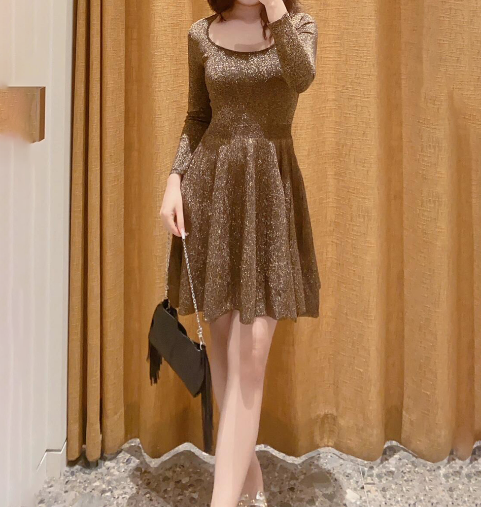 Champagne Gold Short Dress - 2025 New Style Party Wear
