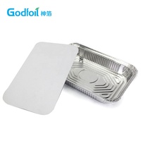 Barquette rectangulaire en aluminium robuste jetable de qualité alimentaire 4LB avec couvercle pour four, vente en gros