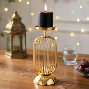 Handmade Gold Metal Birdcage <b>Candle</b> <b>Holder</b> <b>Black</b> <b>Pillar</b> <b>Candle</b> Stand Decorative Table Centerpiece Home Decor - Product Image 4