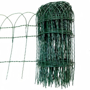 Borde de jardín enrollable de alambre recubierto de PVC con estructura de hierro y madera, y postes de cerca con enrejado para rieles - Product Image 1