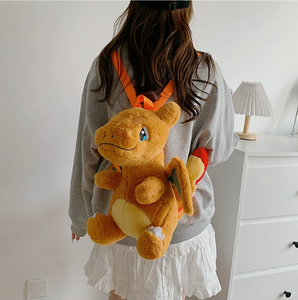 MXM Cartoon Soft Zipper Plush Backpack Women Girl's Cute Double Shoulder <strong>Bag</strong> Dragon Cat Design - Product Image 6
