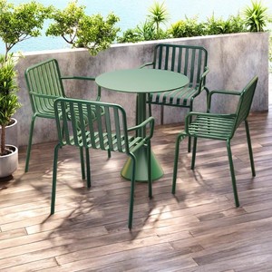 Ensemble trois pièces <span class=keywords><strong>de</strong></span> <span class=keywords><strong>table</strong></span> <span class=keywords><strong>et</strong></span> chaise carrées <span class=keywords><strong>en</strong></span> <span class=keywords><strong>fer</strong></span> <span class=keywords><strong>forgé</strong></span> pour l'extérieur, moderne <span class=keywords><strong>et</strong></span> durable pour le <span class=keywords><strong>jardin</strong></span>, le balcon <span class=keywords><strong>et</strong></span> la cour. - Product Image 3
