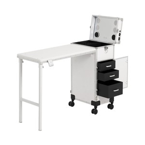 Valise portable Obox pour maquillage et nail art, blanche, avec roulettes et serrure, pour rangement à domicile - Product Image 5