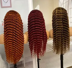 Letsfly 200 % Dichte farbige Perücken 18 Zoll bis 32 Zoll natives menschliches Haar rohe Perücken Tiefwelle/Gerade/Body Wave Perücken für schwarze Frau