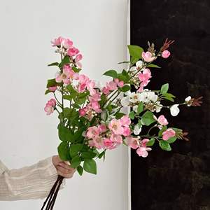 Flores Artificiales de Manzano, Flores de Seda Blancas y Rosas, Estilo Oriental, Decoración Realista para el Hogar, Sala de Estar, Entrada, Primavera - Product Image 3