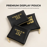 Pochette à bijoux en cuir avec impression de logo personnalisé Luda, sac en PU noir 8x8cm, pliable, carré, pour le rangement des bijoux