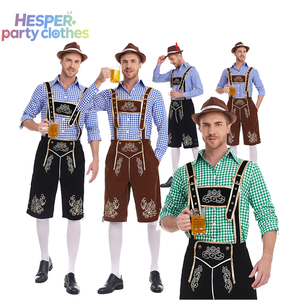 Ensemble traditionnel allemand pour homme HESPER pour l'Oktoberfest, chemise à carreaux, salopette brodée avec chapeau, tenue de scène - Product Image 1