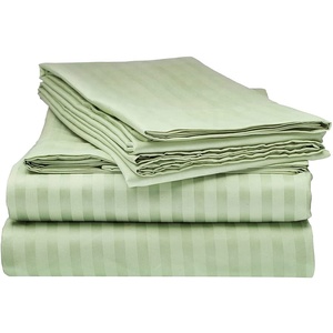 Customized <strong>Single</strong> Double Queen King White Stripe Cotton Hotel Bed <strong>Sheet</strong> Flat <strong>Sheet</strong> <strong>Fitted</strong> <strong>Sheet</strong> Set - Product Image 1