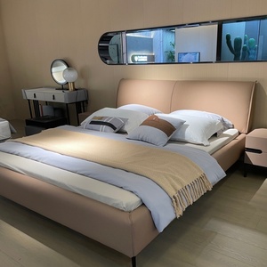 Venta al por mayor de muebles de dormitorio de hotel conjunto King Size doble de lujo de tela de lujo-Camas enfundadas - Product Image 3