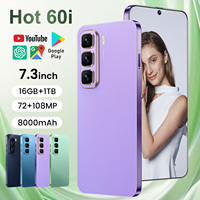 Téléphone mobile Android HOT60 Pro en bleu ombre, processeur Snapdragon 8 Gen4, LTE, écran AMOLED 144 Hz, charge rapide 120 W pour le jeu