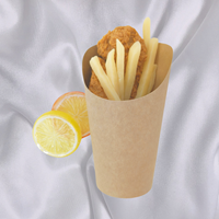 Gobelets en papier kraft brun à paroi simple personnalisés jetables, de qualité alimentaire, recyclables, porte-frites pour emporter