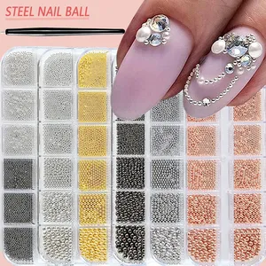 12 Rejillas de Mini Perlas de Caviar para Decoración de Uñas, Microbolas Metálicas Doradas/Plateadas, Dijes Magnéticos para Uñas, Bolígrafo Magnético, Joyería para Uñas con Bolas de 0.5~3mm - Product Image 5