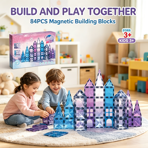 Meistverkauftes 3D Magnetisches Bauklötze-Set 84-teilig Eis-Schnee-Welt Schloss STEM Pädagogisches Konstruktionsspielzeug - Product Image 3
