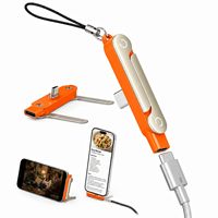 Kabel Data Pengisian Daya Cepat Tipe-C 2-in-1 Lepas Pasang, Penyangga 360 Derajat, Bahan Nilon, Kompatibel IOS untuk Meja, Gaming, Kantor, Mobil