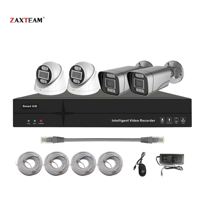 4mp Human Detection 4ch Tuya Nvr Kit Outdoor Night Vision Ip Cctv Camera Set 4 Channel Surveillance Poe Security Camera System