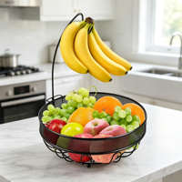 Panier de rangement en fil métallique pour fruits avec poignées, idéal pour aliments, boissons, garde-manger et comptoirs de cuisine