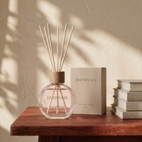 Diffuseur d'huiles essentielles rond en verre et rotin, écologique, sans alcool, parfum longue durée, 60 ml, 100 ml, couleurs personnalisables