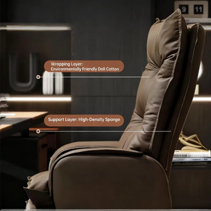 Leather Computer <strong>Chair</strong> Comfortable Sedentary Household Reclining Study Desk <strong>Chair</strong> Boss <strong>Chair</strong> Backrest Swivel Ergonomic Modern - Product Image 4