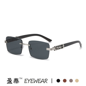 Eyewear Square Frameless <b>Sunglasses</b> UV400 <b>Blue</b> Lens Unisex Fashion - Product Image 2