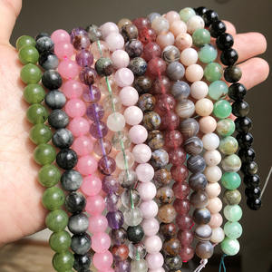 Perles en pierre naturelle <span class=keywords><strong>de</strong></span> haute qualité 6/8/10MM (Quartz Rose/Jade/<span class=keywords><strong>Malachite</strong></span>) pour la fabrication <span class=keywords><strong>de</strong></span> bijoux, 7,5'' Kuoyu F03598-F03610 - Product Image 5