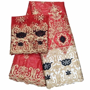 H & D Tissu de Dentelle en Coton Brodé <span class=keywords><strong>Bazin</strong></span> Riche Africain pour <span class=keywords><strong>Robe</strong></span> de Création avec Parfum - Product Image 6