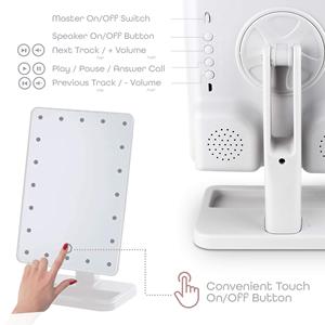 Espejo de maquillaje LED 20 Luz de tocador altavoz Bluetooth aumento encimera pantalla táctil cosmético 10X lupa pequeño espejo belleza - Product Image 5