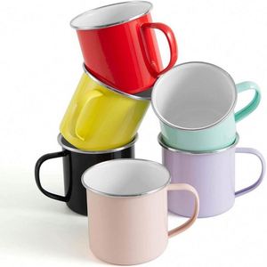 Mug à café en émail de qualité alimentaire, écologique, couleur orange Pantone, imprimé sur mesure pour le camping et les pique-niques en plein air, OEM - Product Image 6