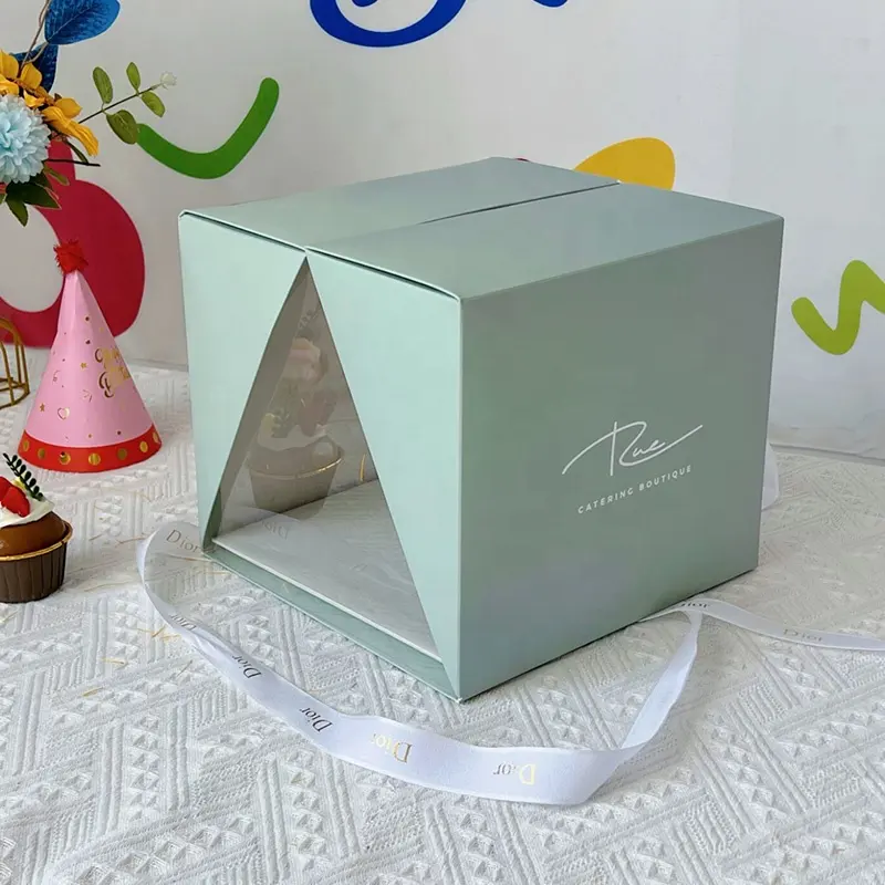 KinSun 6 Zoll 8 Zoll tragbare Tortenbox Verpackung Geburtstag Dessert Kuchenbox Hochzeit transparente umgekehrte Dreieckstück-Kuchenbox