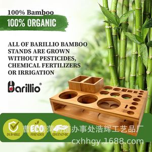 Bamboo Stand Bartender Kit Storage Rack With Multiple Compartments For Cocktail Tools And Glasses Organized Desktop Bar - Product Image 3