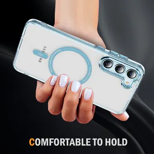 Capas esportivas de TPU de proteção magnética para celular S23 Ultra e I Phone 11 transparente 2 em 1 à prova de choque bonito