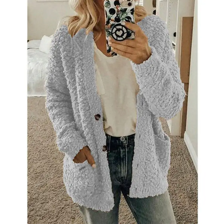 Cardigan Frauen Cardigans Loose Solid Color Lange Cardigan Ärmel Outwear Loose Fit Warm Coat Weibliche Pullover