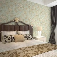 Wallpaper Bunga Mawar Pink Vintage Gaya Pedesaan, Kain Dinding Kustom Motif Tanaman Rambat untuk Kamar Tidur B&B