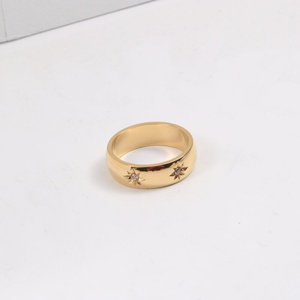 Non Tarnish Stainless Steel 18K Gold Plated <b>Cz</b> North Star Stacking <b>Ring</b> Jewelry for Women - Product Image 2
