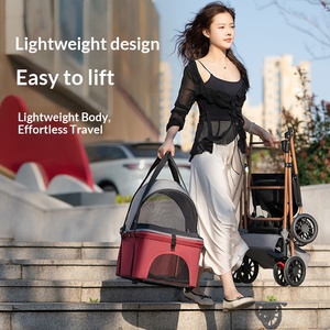Poussette pliable légère pour animaux de compagnie, avec panier détachable et poignée rotative à 360°, pour chiens et chats de petite et moyenne taille, idéale pour l'extérieur - Product Image 4