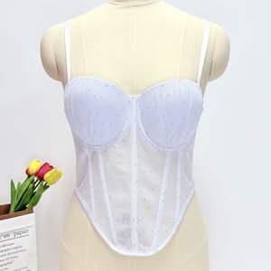 <span class=keywords><strong>Bustier</strong></span> Halter Camisole sans dos en maille ajourée transparente <span class=keywords><strong>à</strong></span> sequins, sexy, fin, <span class=keywords><strong>à</strong></span> armature en os de poisson, rouge pailleté, corset sans couture - Product Image 6