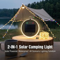 Bandes lumineuses LED solaires pour le camping, la tente, la décoration de jardin, RGB, étanches, portables, IP65