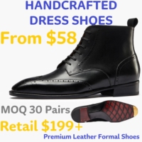 Bottes habillées de luxe pour hommes à bout brogue, en cuir premium, à lacets, chaussures de ville formelles antidérapantes, été/hiver, faible MOQ