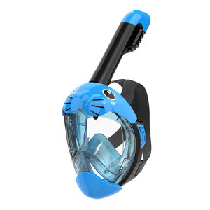 Máscara de Buceo de Cara Completa para Niños, Entrega Rápida, Antivaho, Impermeable, Canal de Entrada de Aire Más Grande, Color Azul Rosa, Talla XS, Silicona Líquida, PC - Product Image 1