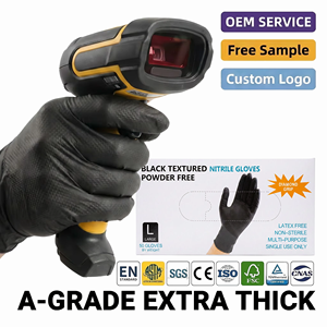 Guanti Industriali in Nitrile Nero Spessi 10 Mil, Impermeabili, Morbidi, con Presa a Diamante, Resistenti agli Agenti Chimici, per Sicurezza Automobilistica, Monouso - Product Image 1