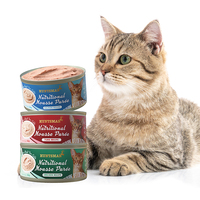 Nourriture humide 85g pour chat, mousse puree riche en protéines, saveur poulet, thon, saumon, pâté onctueux sans additifs, forte teneur en viande