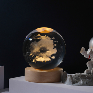Lampada Notturna Sfera di Cristallo 3D con Arte Solare, Luna, Galassie, Meduse e Saturno, Decorazione per la Casa - Product Image 5