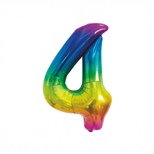 Party Love Metallic Foil Balloon Number 4 Multicolor 1M Double Sided <b>Birthday</b> Party <b>Decorations</b> - Product Image 1